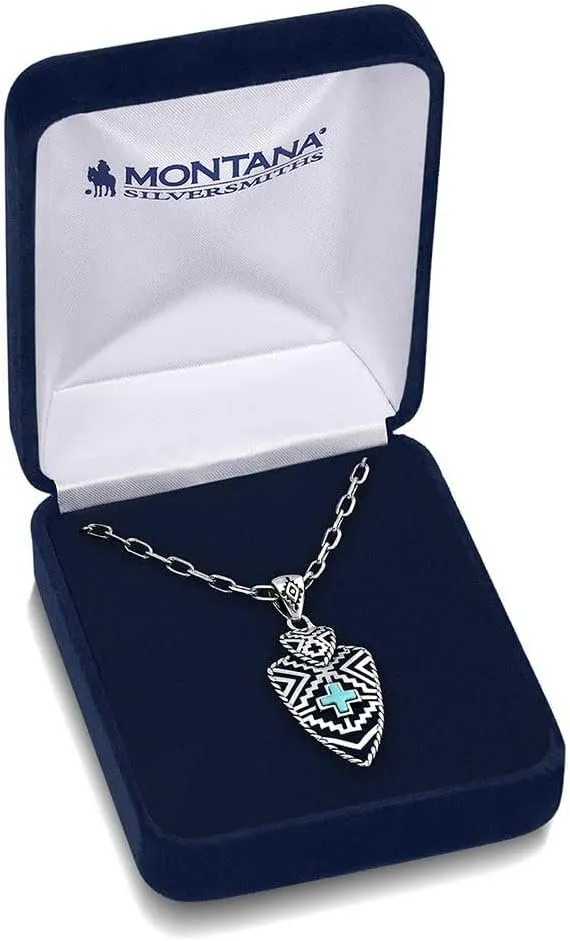 Montana Silversmiths Patterns of the Southwest Geometric Patterned Arrowhead 19" Paperclip Necklace