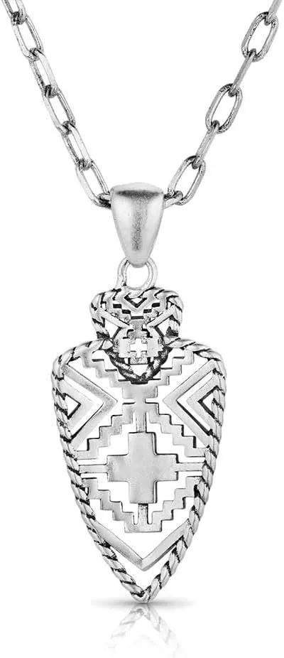Montana Silversmiths Patterns of the Southwest Geometric Patterned Arrowhead 19" Paperclip Necklace