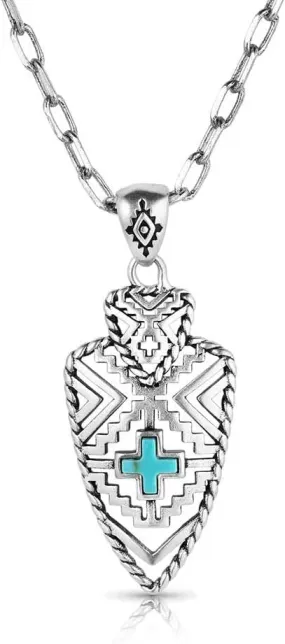 Montana Silversmiths Patterns of the Southwest Geometric Patterned Arrowhead 19" Paperclip Necklace