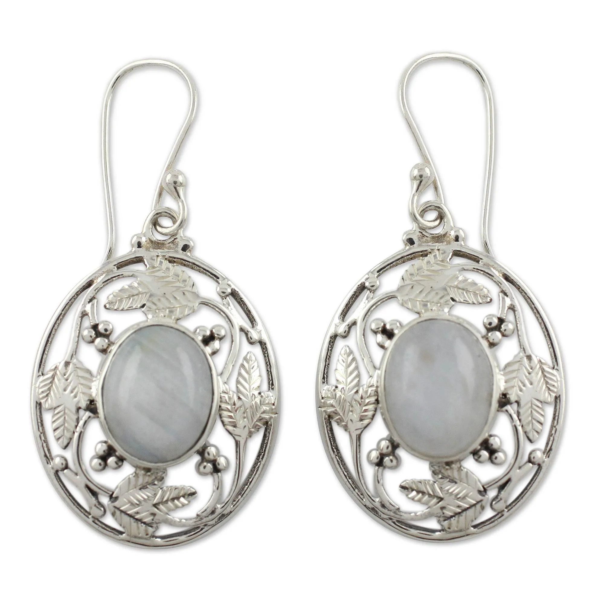 Moonlit Avatar Handcrafted Rainbow Moonstone and Sterling Silver Earrings