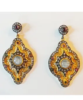 Moonstone & Tourmaline Earrings