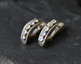Moonstone Earrings - White Bar Earrings - June Birthstone Earrings