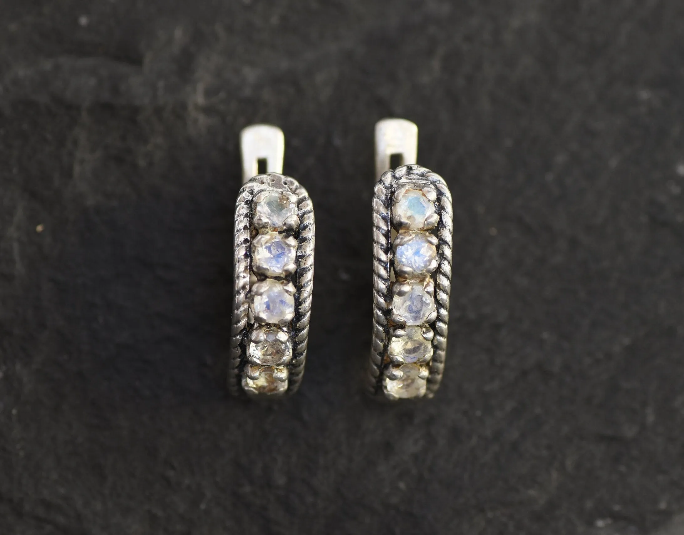 Moonstone Earrings - White Bar Earrings - June Birthstone Earrings