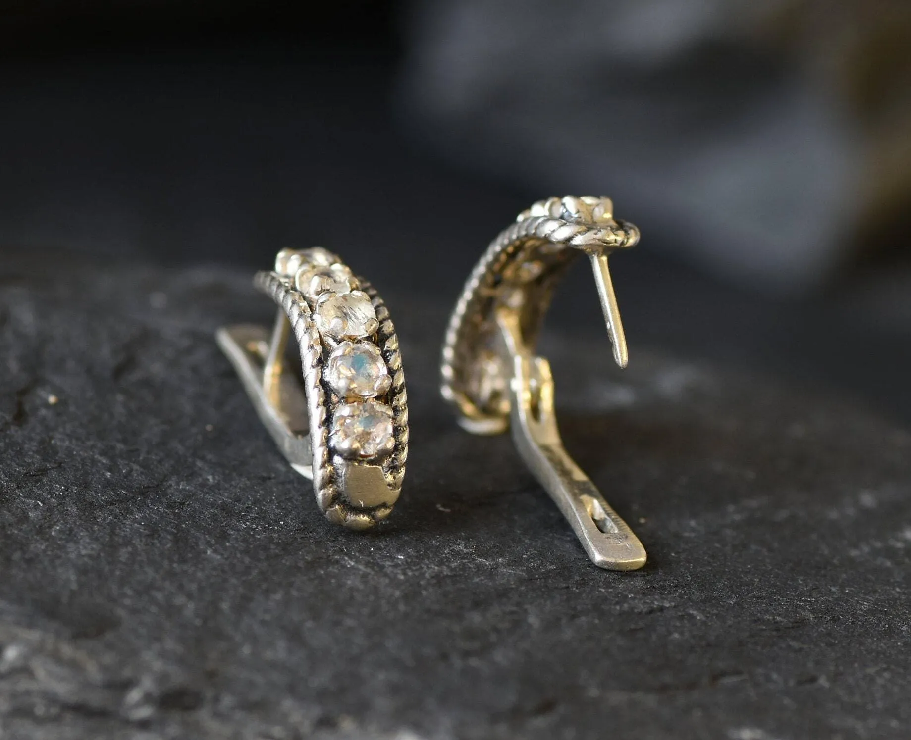 Moonstone Earrings - White Bar Earrings - June Birthstone Earrings