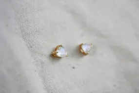 Moonstone Heart Studs | Little Gold