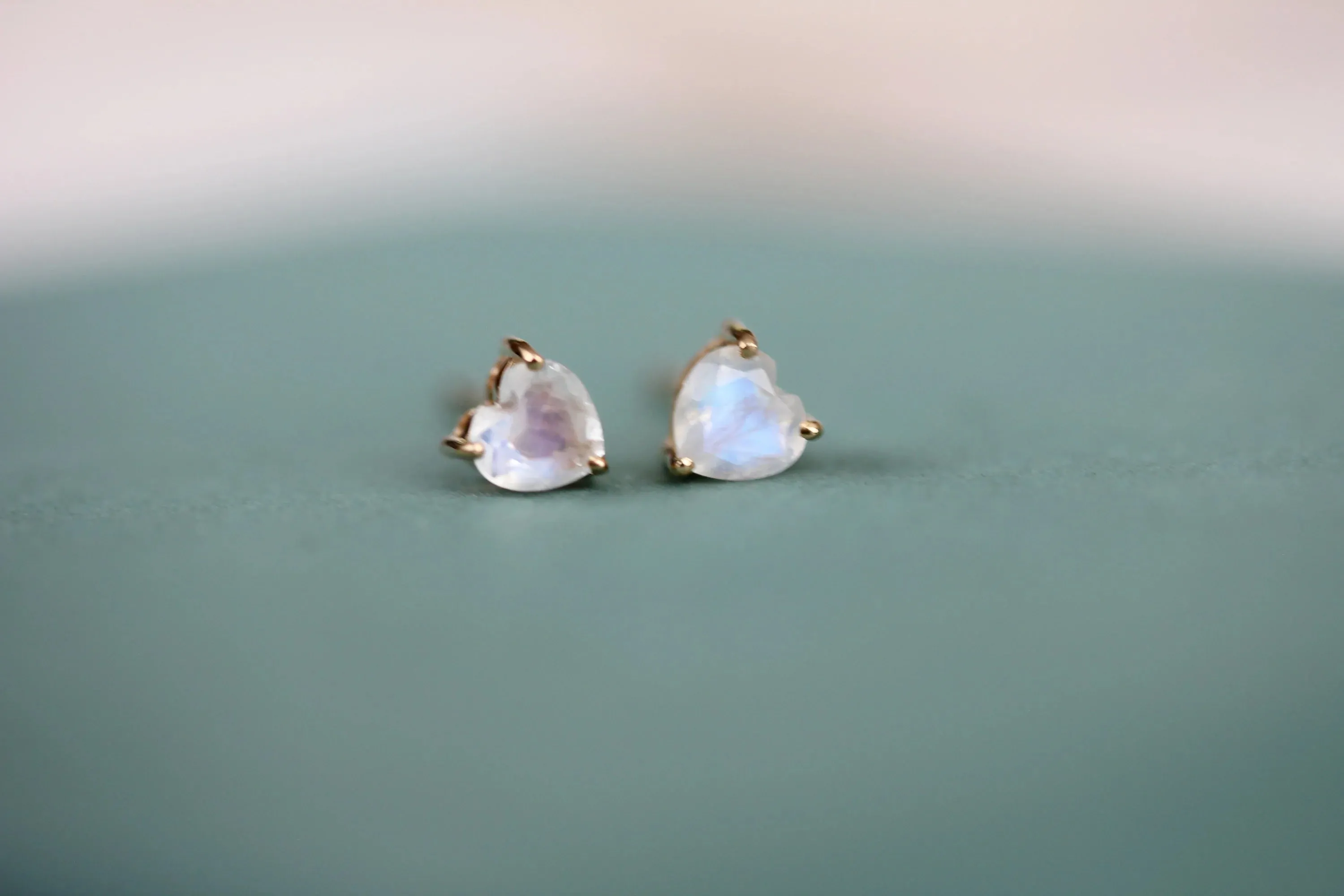 Moonstone Heart Studs | Little Gold