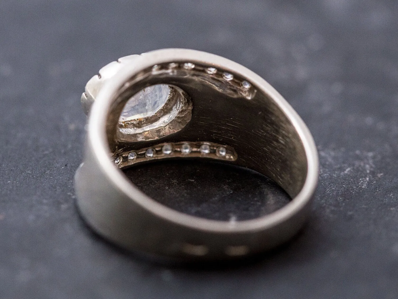 Moonstone Ring - White Dome Ring - Chunky Silver Ring