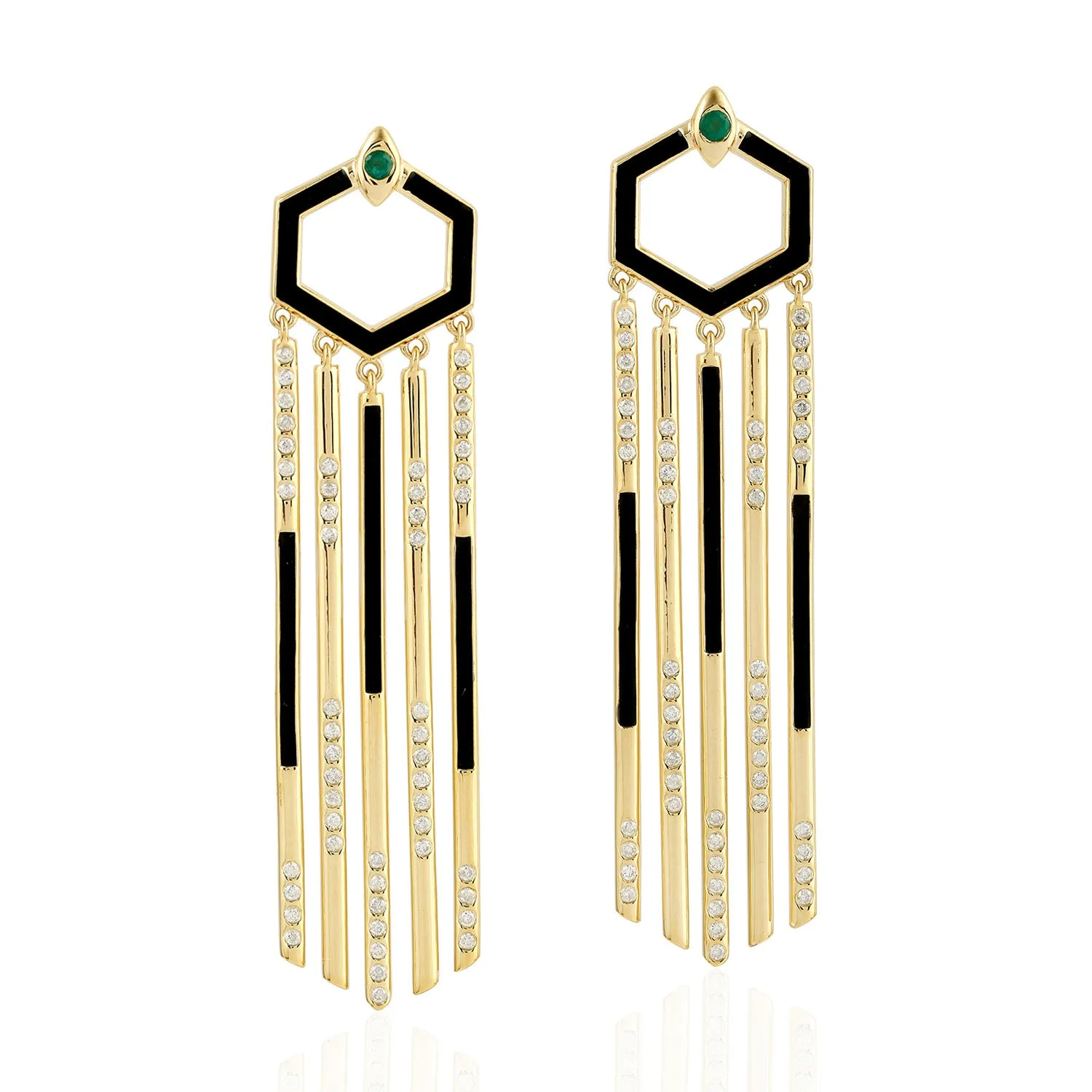 Natural Diamond Chandelier Earrings 18k Yellow Gold Jewelry