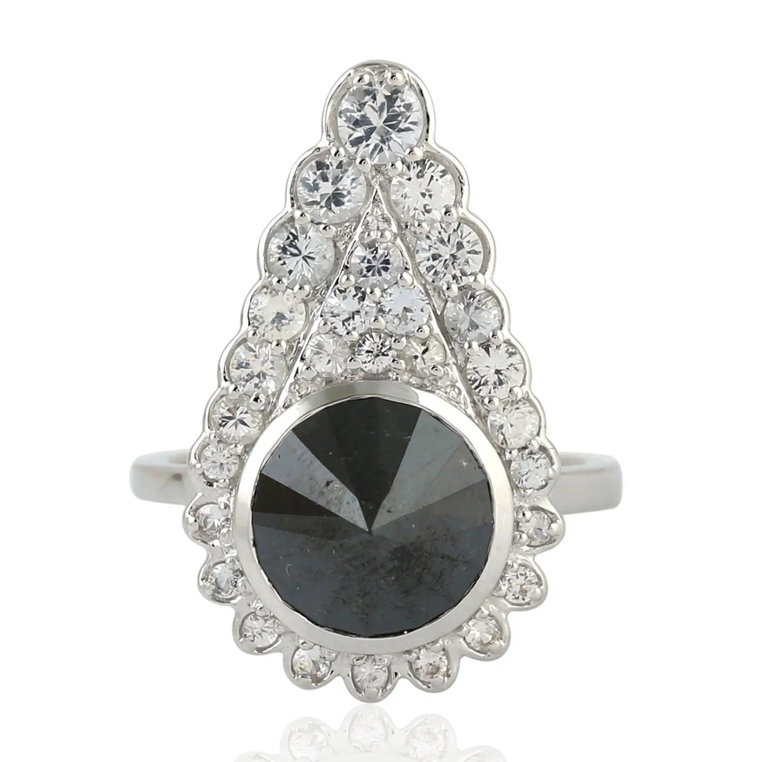 Natural Diamond Memorial Ring 18k White Gold Jewelry