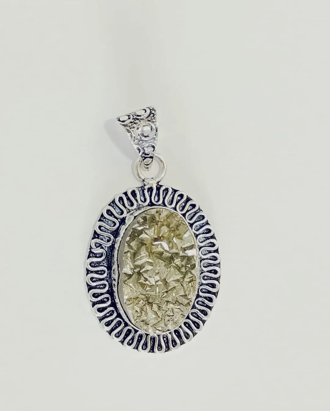 Natural Golden Pyrite Raw Oval Pendant for Men and Women Attract Wealth and Prosperity