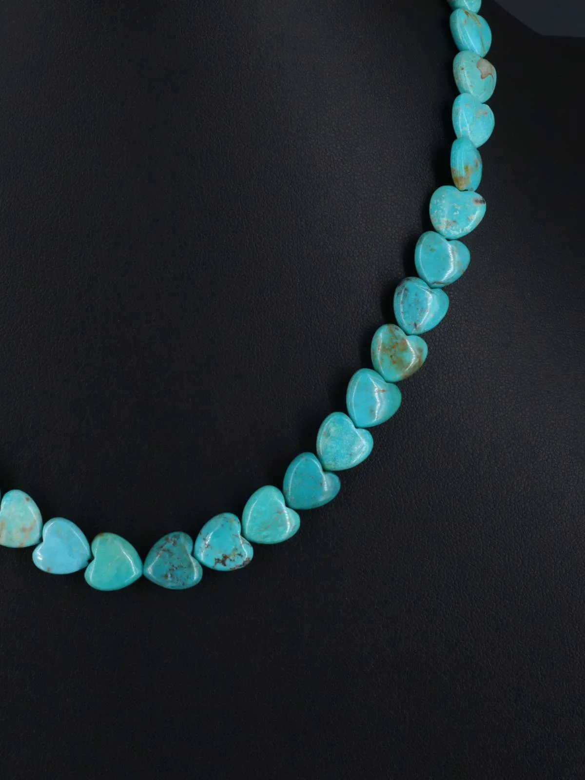 Navajo 18" Single Strand Turquoise Heart Necklace