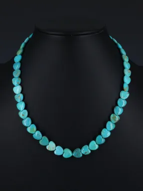 Navajo 18" Single Strand Turquoise Heart Necklace
