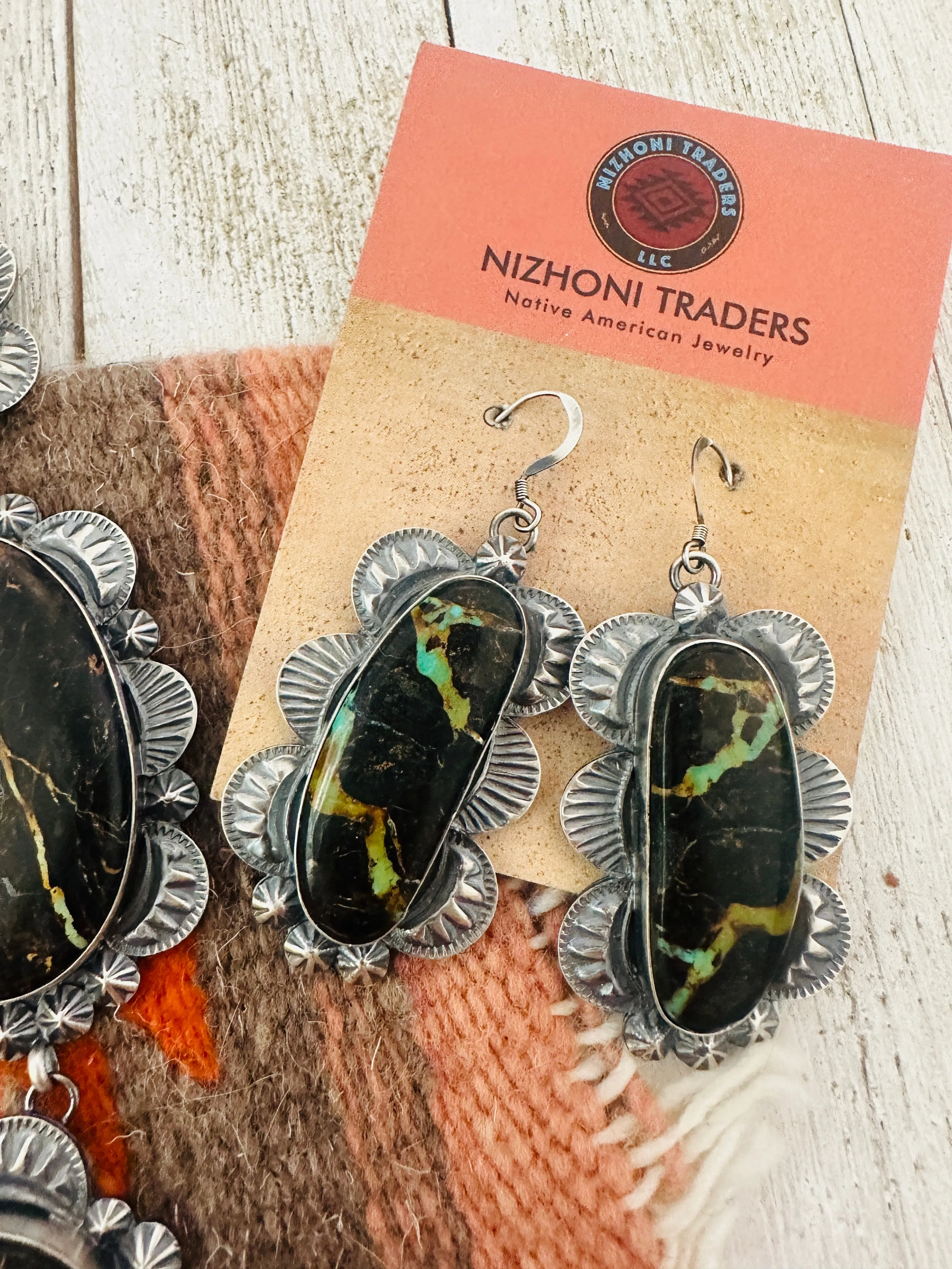 Navajo Ribbon Turquoise & Sterling Silver Necklace Set