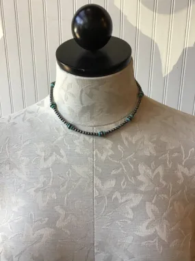 Navajo Style Pearl & Turquoise Choker Necklace