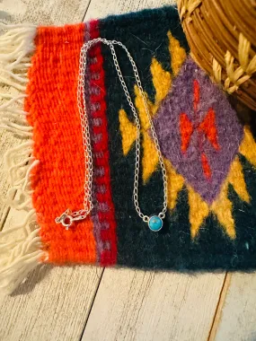 Navajo Turquoise And Sterling Silver Dot Necklace