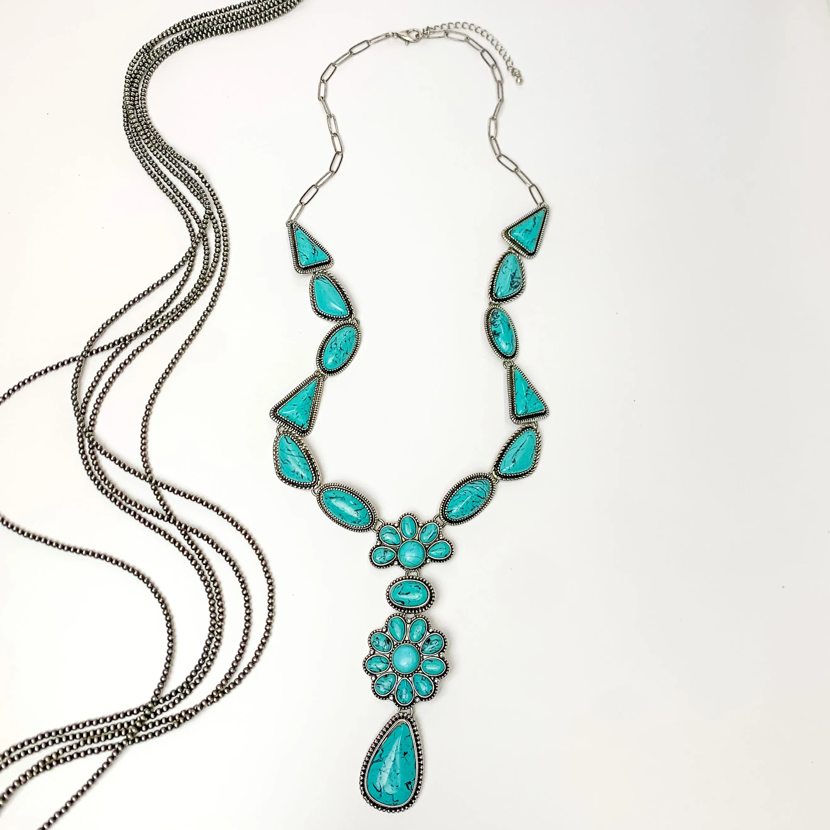 One Call Away Lariat Necklace with Turquoise Stones