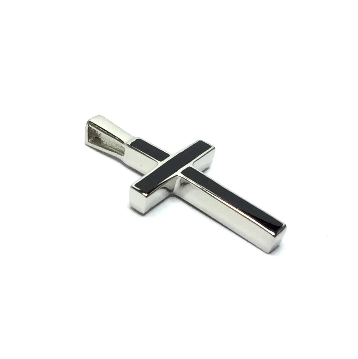 Onyx Inlaid 2 Section Inlaid Cross Pendant
