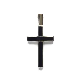 Onyx Inlaid 2 Section Inlaid Cross Pendant