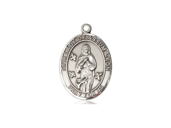Our Lady Of Assumption Silver Pendant And Chain Religious