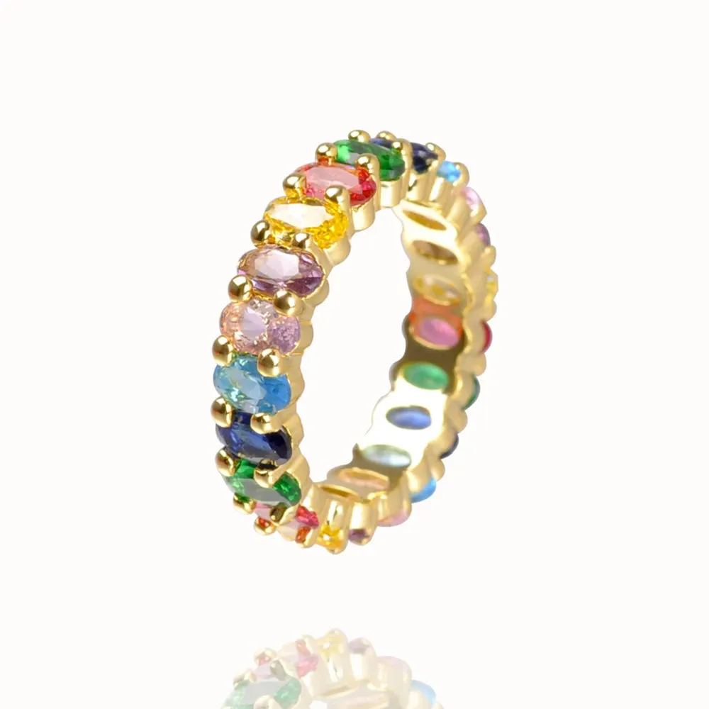 Ovalla Rainbow Ring Gold
