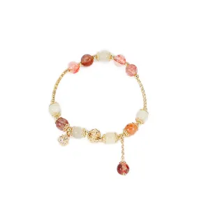 Peach Blossom Crystal Bracelet with Zircon Pendant for Women