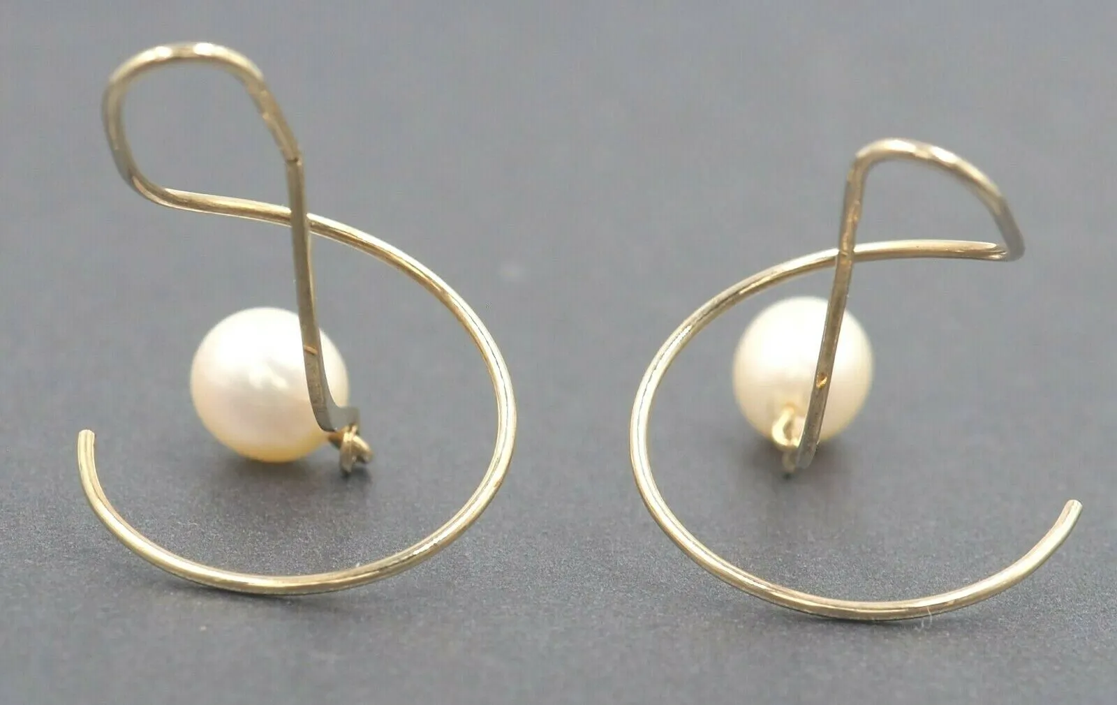 Pearl  9ct Yellow Gold Shepherd Hook Drop Earrings
