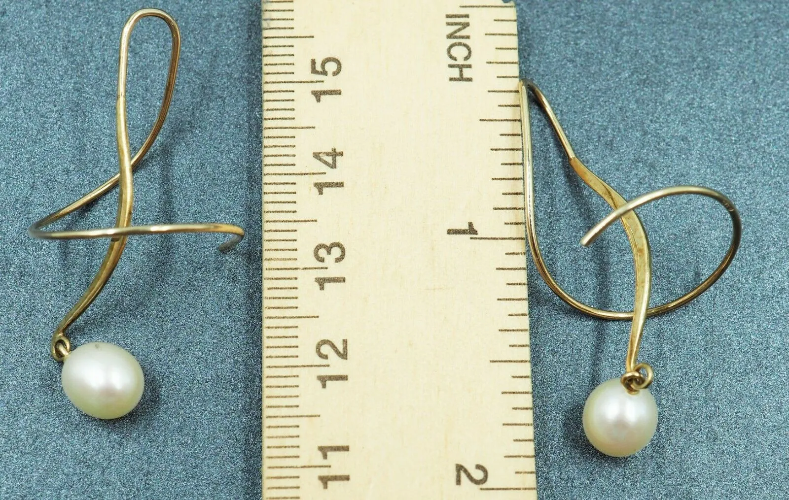 Pearl  9ct Yellow Gold Shepherd Hook Drop Earrings