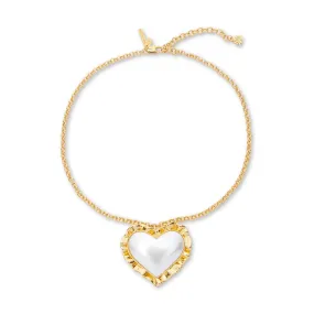 PEARL HEART RUFFLE PENDANT NECKLACE