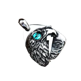 Personalized Retro Titanium Steel Eagle Pendant with Turquoise Inlay for Men