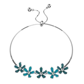 Petalia Turquoise Blue Bracelet Featured SWAROVSKI Crystals in White Gold