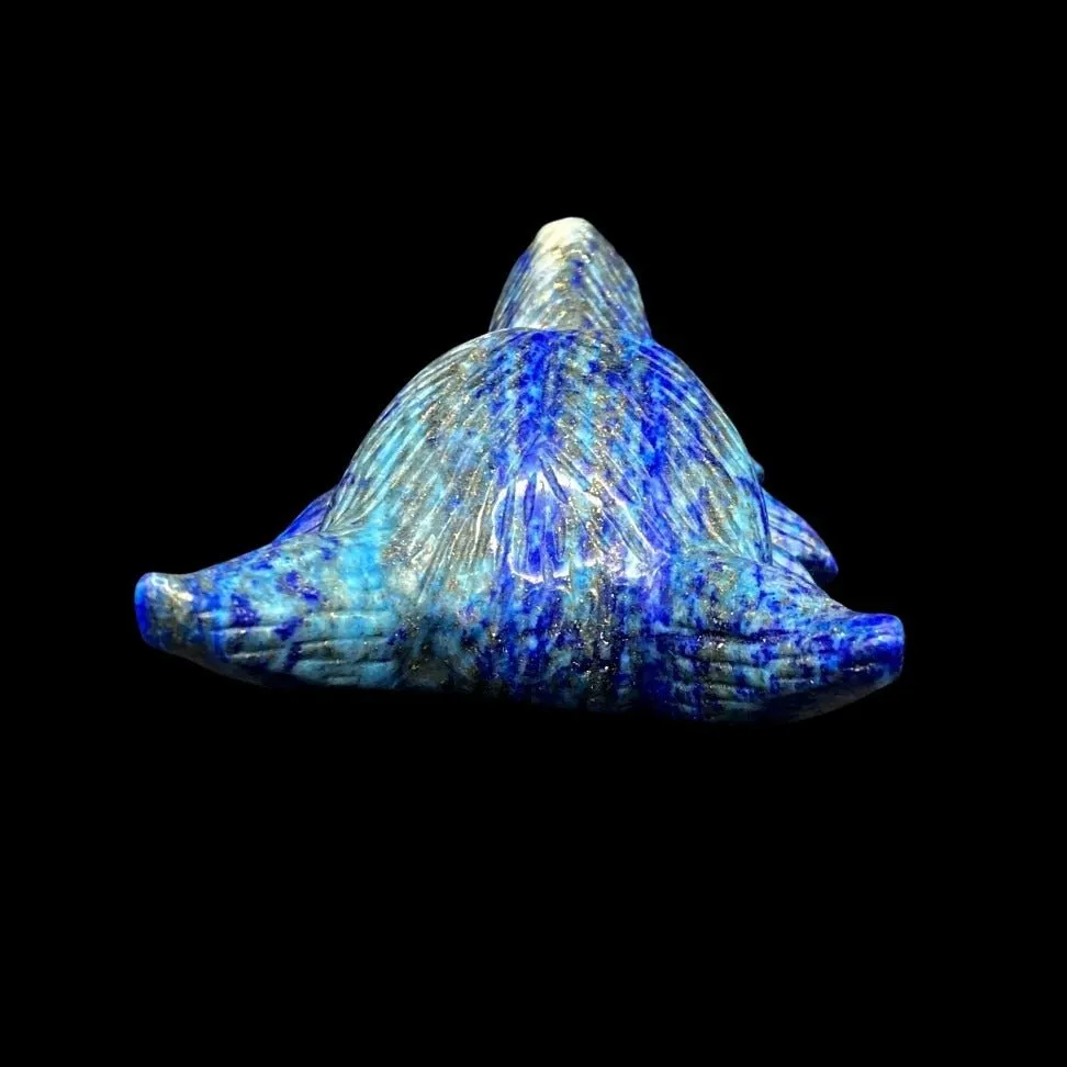 Polished And Cut Hand Carved Lapis Lazuli Wolf Figurine