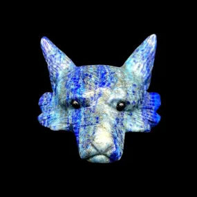 Polished And Cut Hand Carved Lapis Lazuli Wolf Figurine