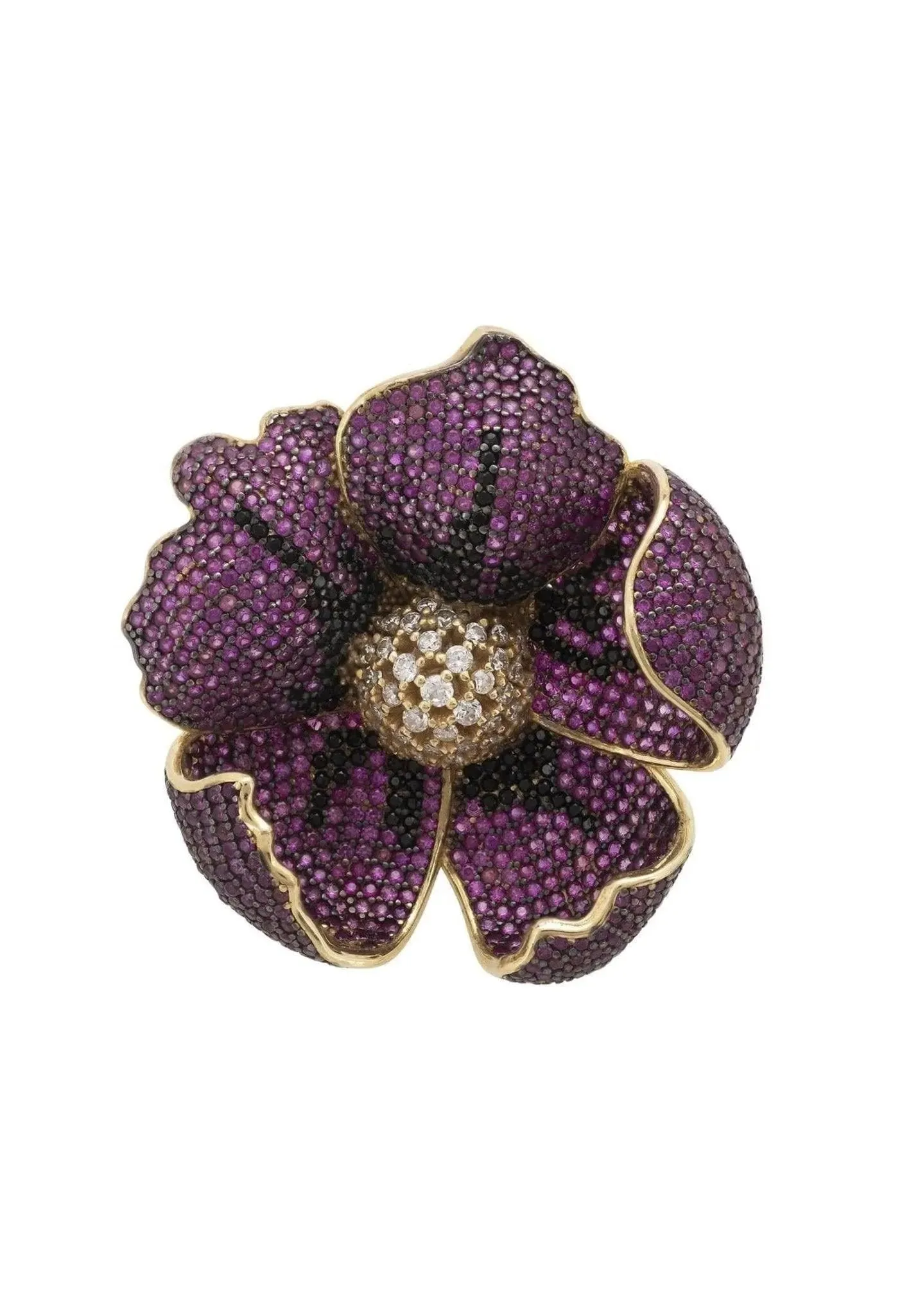 Poppy Flower Red Ring Gold Plated