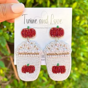 Pumpkin Spice Latte Beaded Earrings