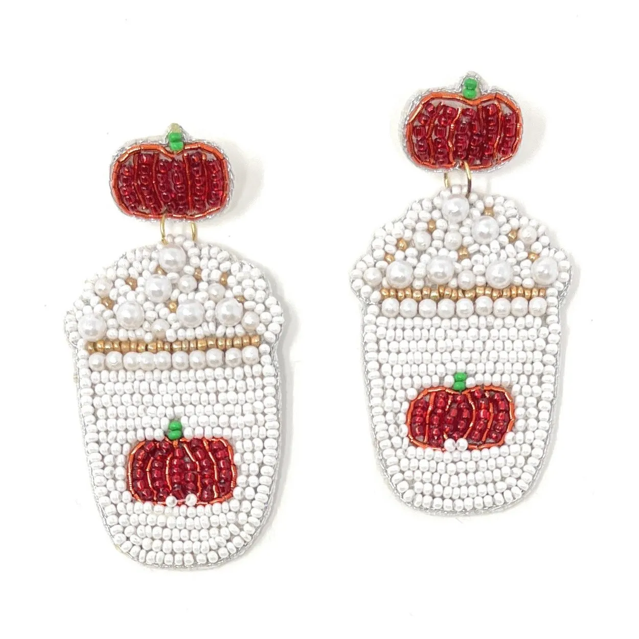 Pumpkin Spice Latte Beaded Earrings