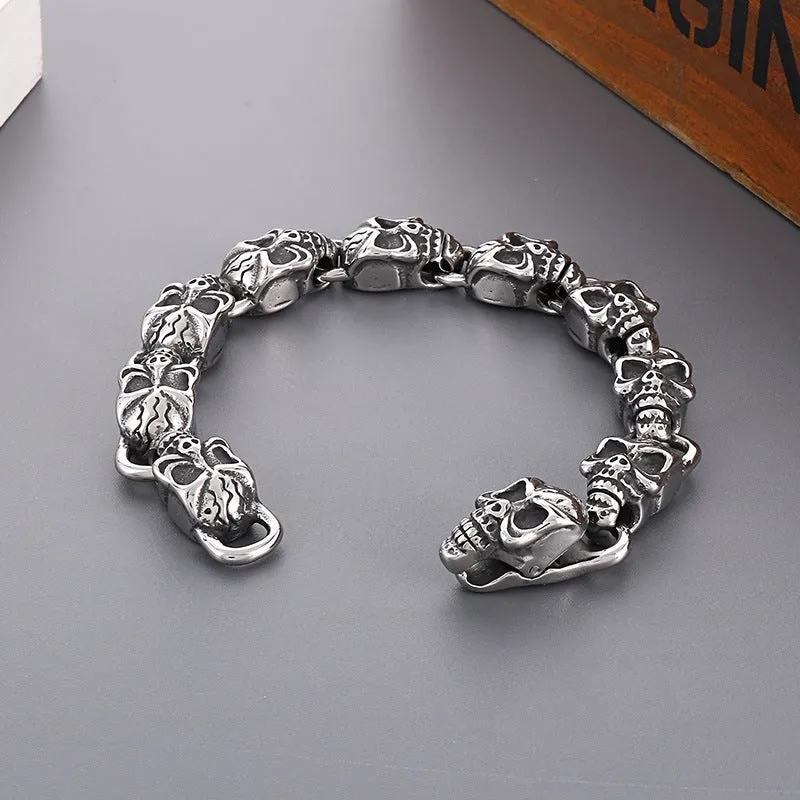 Punk-Inspired Titanium Steel Skull Bracelet for Men - Creative Ghost Head Design