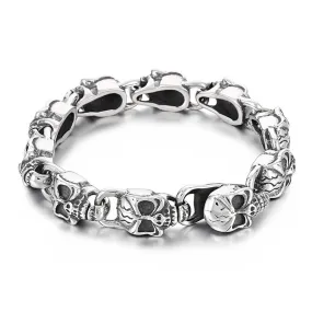 Punk-Inspired Titanium Steel Skull Bracelet for Men - Creative Ghost Head Design