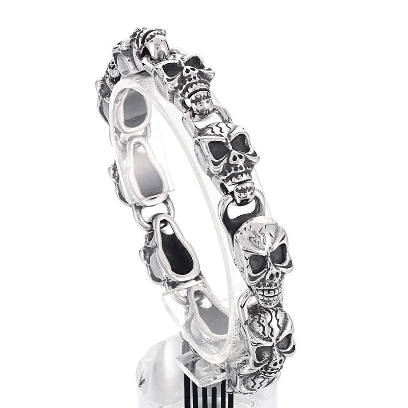 Punk-Inspired Titanium Steel Skull Bracelet for Men - Creative Ghost Head Design