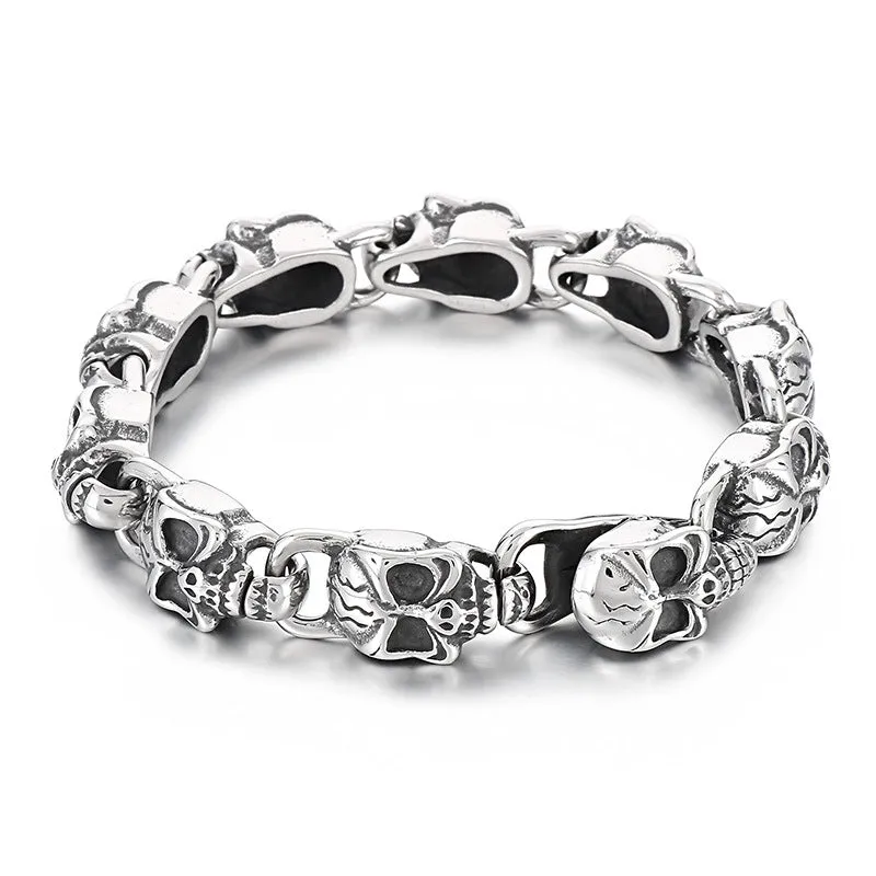 Punk-Inspired Titanium Steel Skull Bracelet for Men - Creative Ghost Head Design