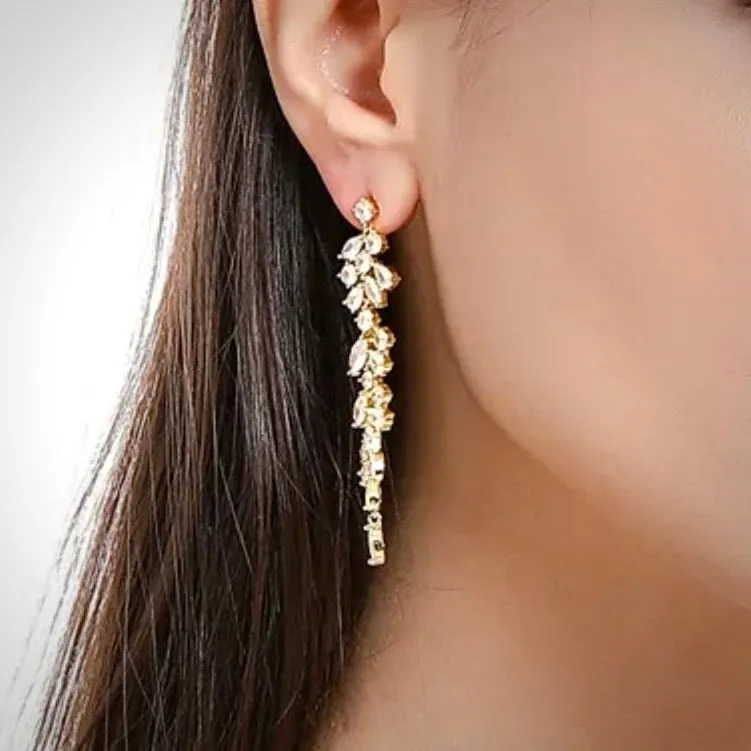 "Ameerah" - Cubic Zirconia Bridal Earrings - Available in Silver, Rose Gold and Yellow Gold