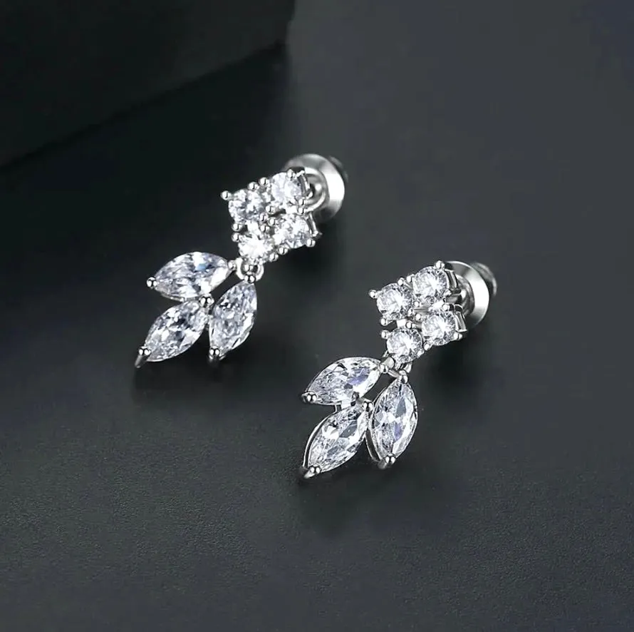 "Linh" - Minimalist Cubic Zirconia Bridal Earrings