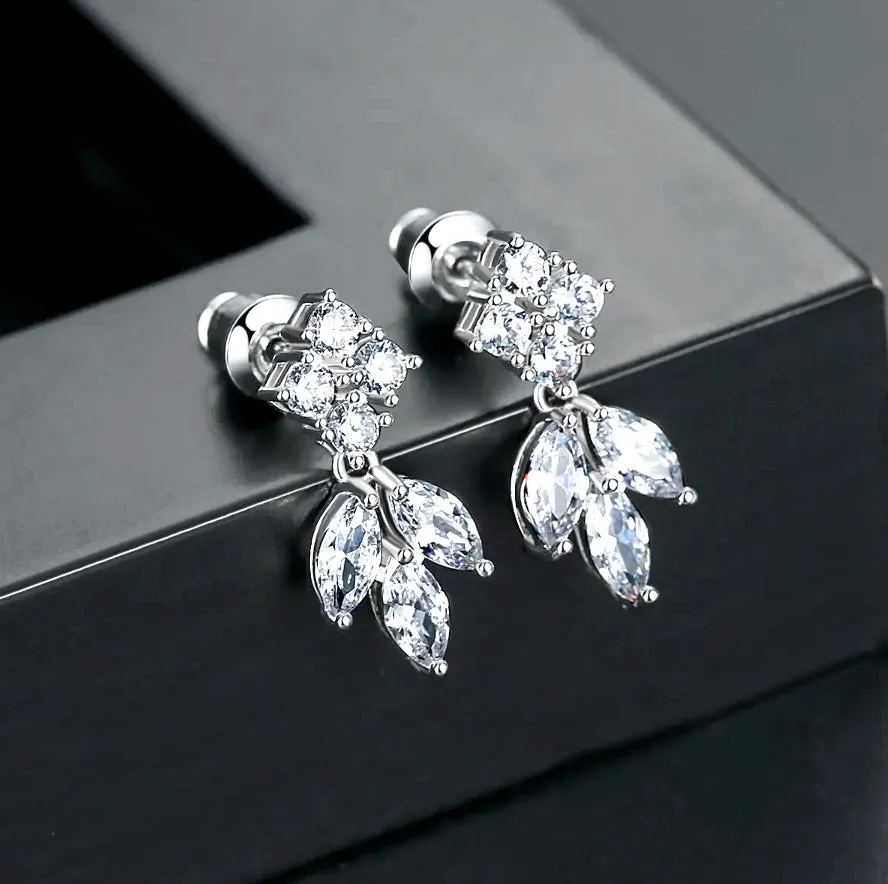 "Linh" - Minimalist Cubic Zirconia Bridal Earrings