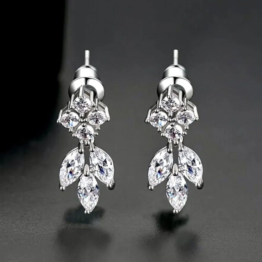 "Linh" - Minimalist Cubic Zirconia Bridal Earrings