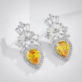 "Loulou" - Yellow Cubic Zirconia Bridal Earrings