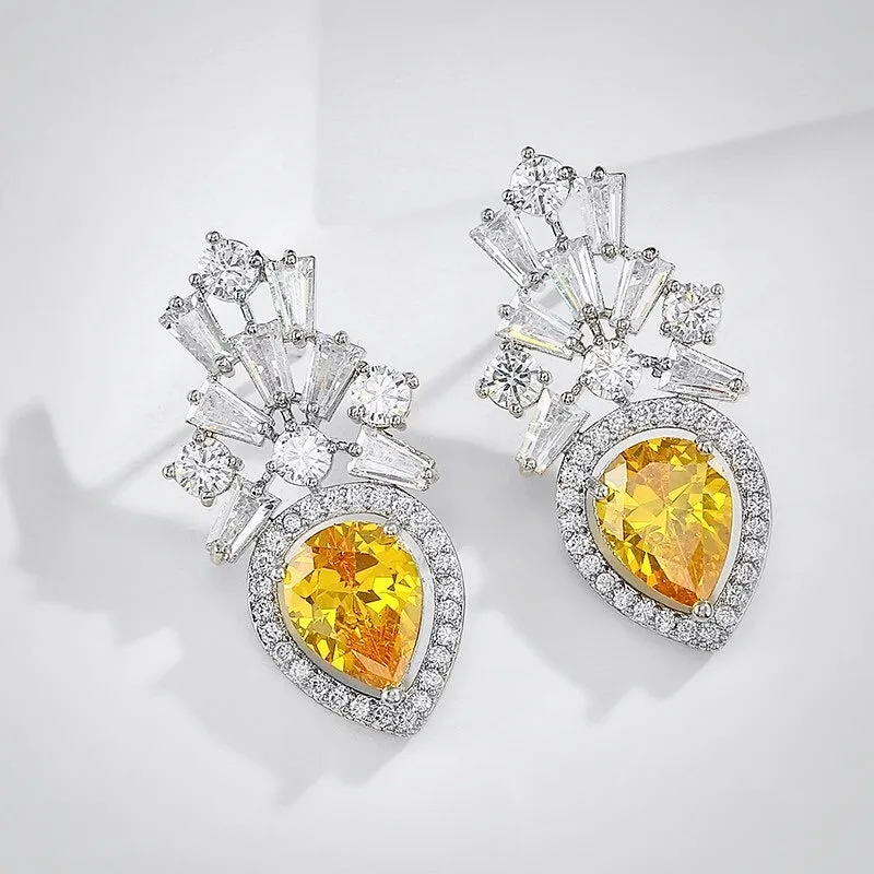 "Loulou" - Yellow Cubic Zirconia Bridal Earrings