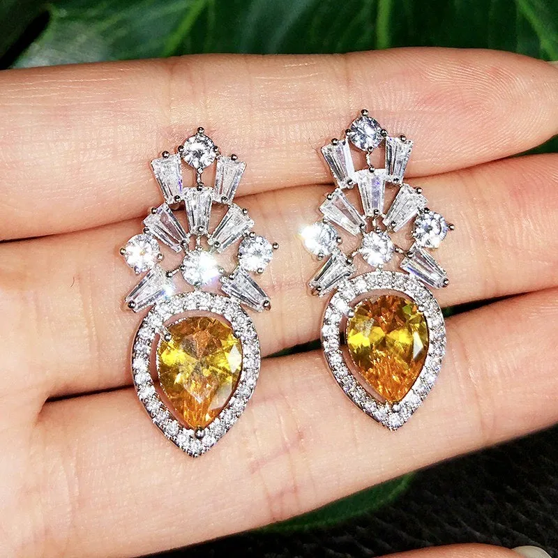 "Loulou" - Yellow Cubic Zirconia Bridal Earrings