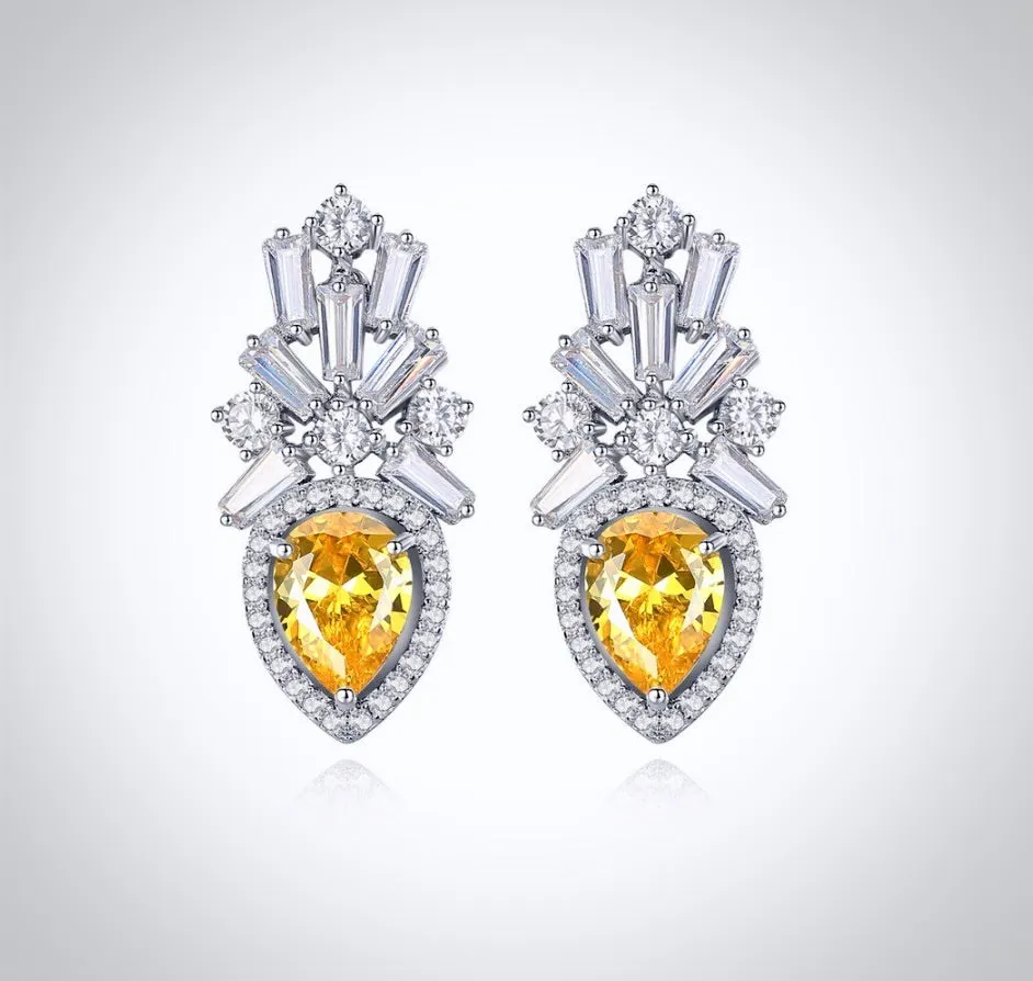 "Loulou" - Yellow Cubic Zirconia Bridal Earrings