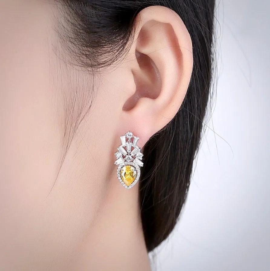 "Loulou" - Yellow Cubic Zirconia Bridal Earrings