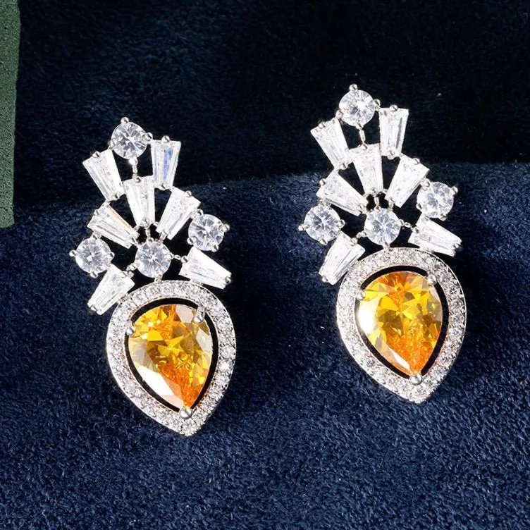 "Loulou" - Yellow Cubic Zirconia Bridal Earrings