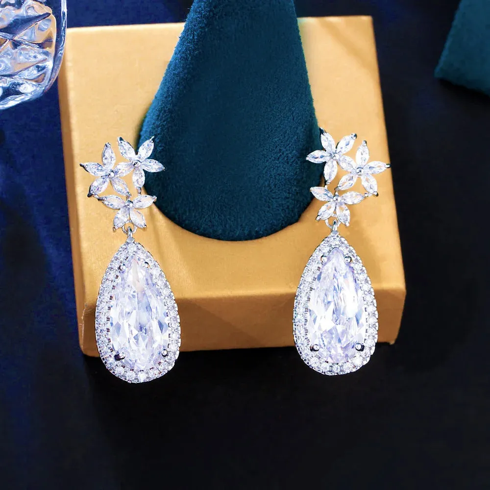 "Zarena" - Silver Cubic Zirconia Bridal Earrings
